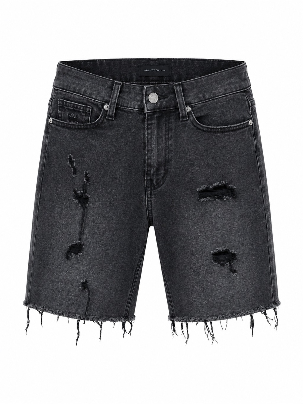 Project Civility Shorts 30 Black Distressed Denim Cutoff